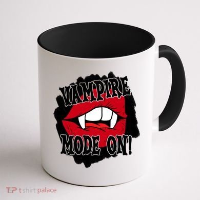 Vampire Mode On Fangs Lips Halloween Coffee Mug back