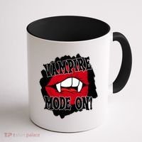 Vampire Mode On Fangs Lips Halloween Coffee Mug thumb 1