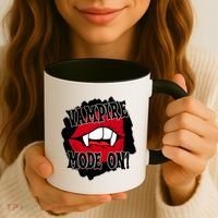 Vampire Mode On Fangs Lips Halloween Coffee Mug thumb 3