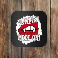 Vampire Mode On Fangs Lips Halloween Coaster thumb 0