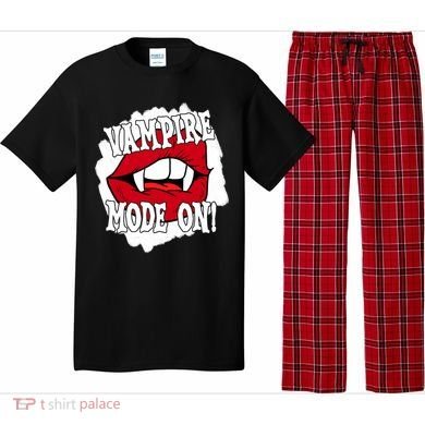 Vampire Mode On Fangs Lips Halloween Pajama Set