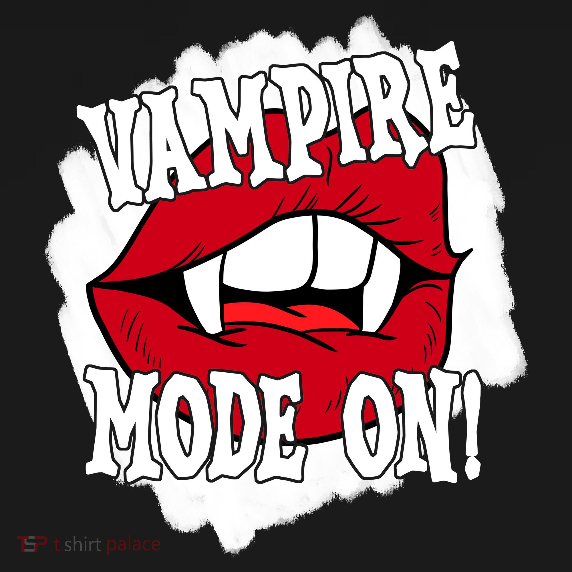 Vampire Mode On Fangs Lips Halloween Polo