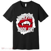 Vampire Mode On Fangs Lips Halloween Premium T-Shirt thumb 0