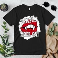 Vampire Mode On Fangs Lips Halloween Premium T-Shirt thumb 2