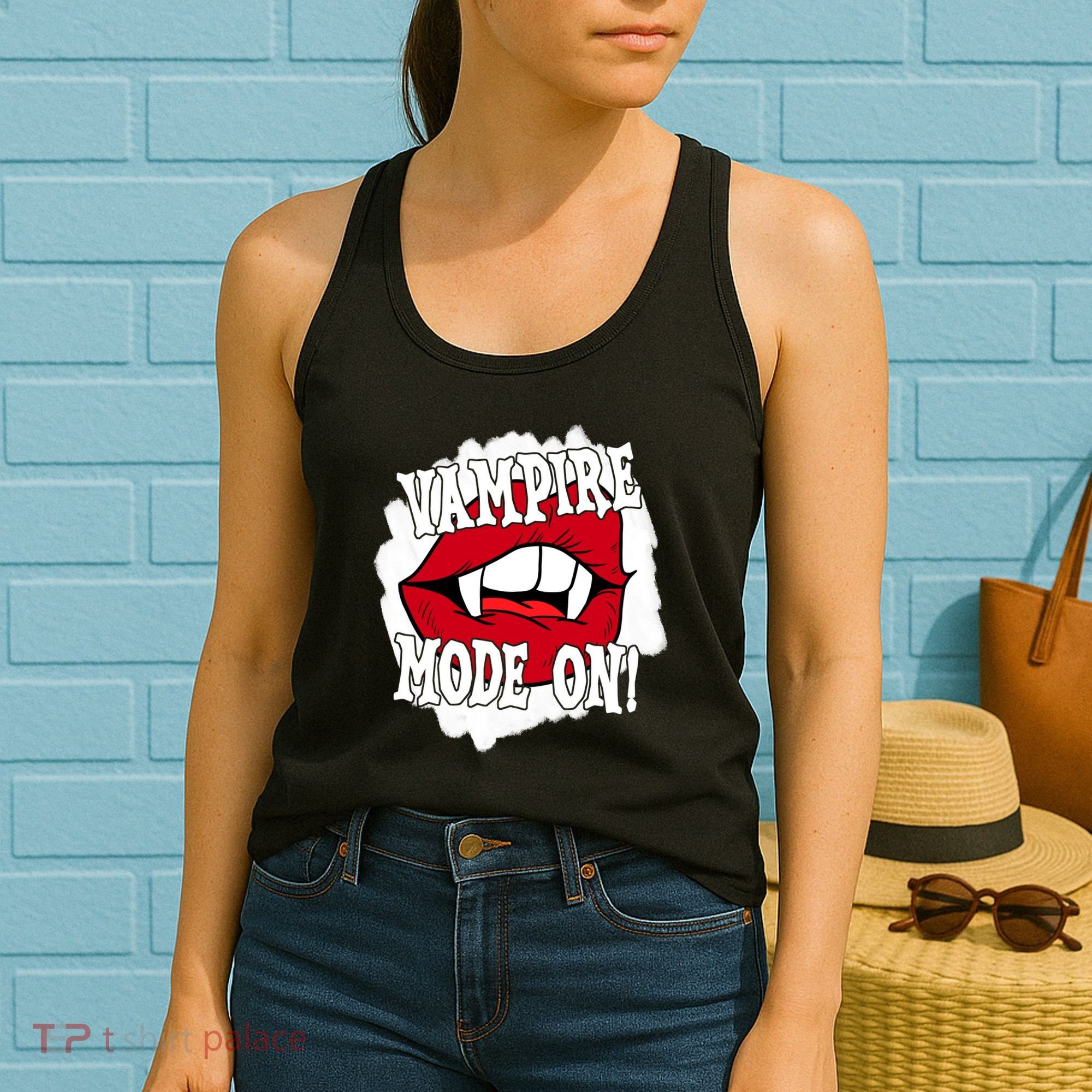 Vampire Mode On Fangs Lips Halloween Women's Tank Top