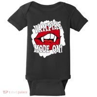 Vampire Mode On Fangs Lips Halloween Baby Bodysuit thumb 0