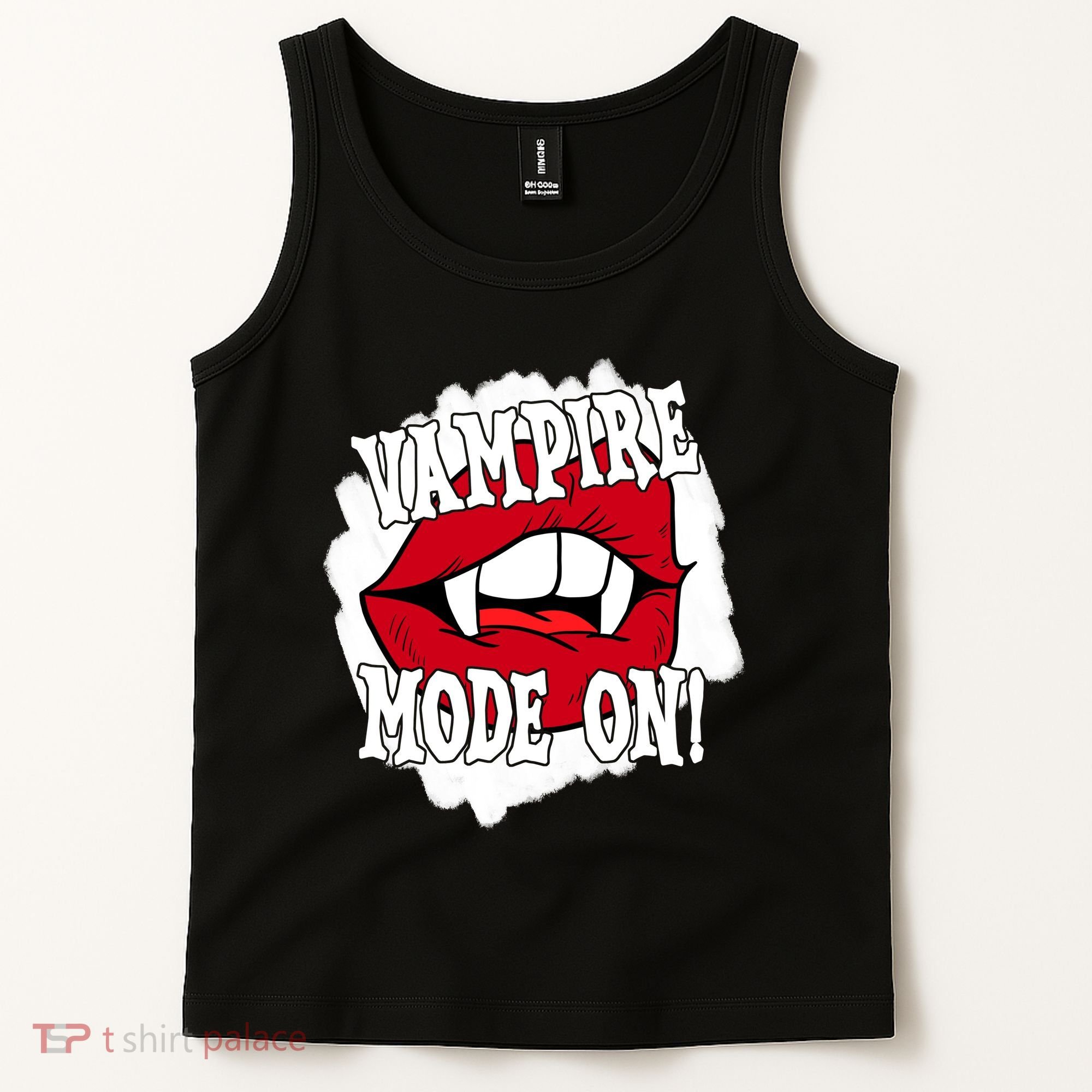 Vampire Mode On Fangs Lips Halloween Tank Top