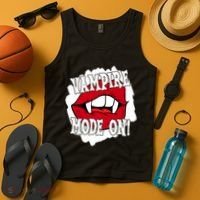 Vampire Mode On Fangs Lips Halloween Tank Top thumb 4