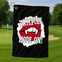Vampire Mode On Fangs Lips Halloween Golf Towel thumb 1