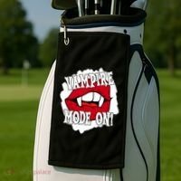 Vampire Mode On Fangs Lips Halloween Golf Towel thumb 2
