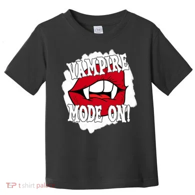 Vampire Mode On Fangs Lips Halloween Toddler T-Shirt