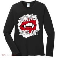Vampire Mode On Fangs Lips Halloween Women's Long Sleeve Shirt thumb 0