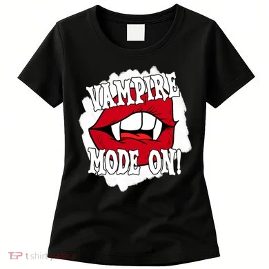Vampire Mode On Fangs Lips Halloween Women's T-Shirt