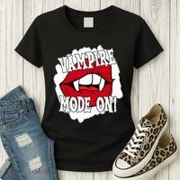 Vampire Mode On Fangs Lips Halloween Women's T-Shirt thumb 3