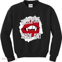 Vampire Mode On Fangs Lips Halloween Kids Sweatshirt thumb 0