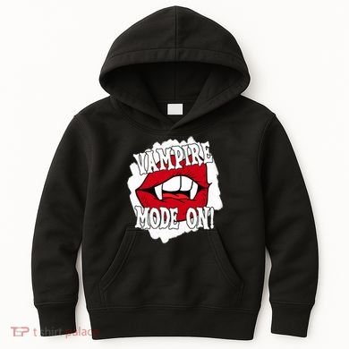 Vampire Mode On Fangs Lips Halloween Kids Hoodie
