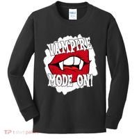 Vampire Mode On Fangs Lips Halloween Kids Long Sleeve Shirt thumb 0