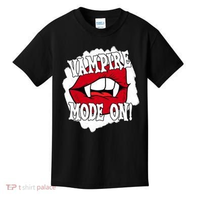 Vampire Mode On Fangs Lips Halloween Kids T-Shirt