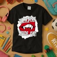 Vampire Mode On Fangs Lips Halloween Kids T-Shirt thumb 3