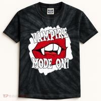 Vampire Mode On Fangs Lips Halloween Kids Tie-Dye T-Shirt thumb 0