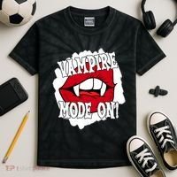 Vampire Mode On Fangs Lips Halloween Kids Tie-Dye T-Shirt thumb 2