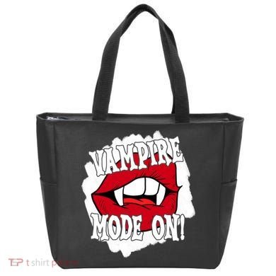 Vampire Mode On Fangs Lips Halloween Tote Bag