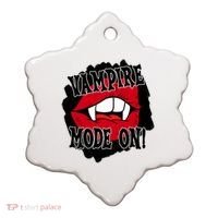 Vampire Mode On Fangs Lips Halloween Ceramic Ornament thumb 0