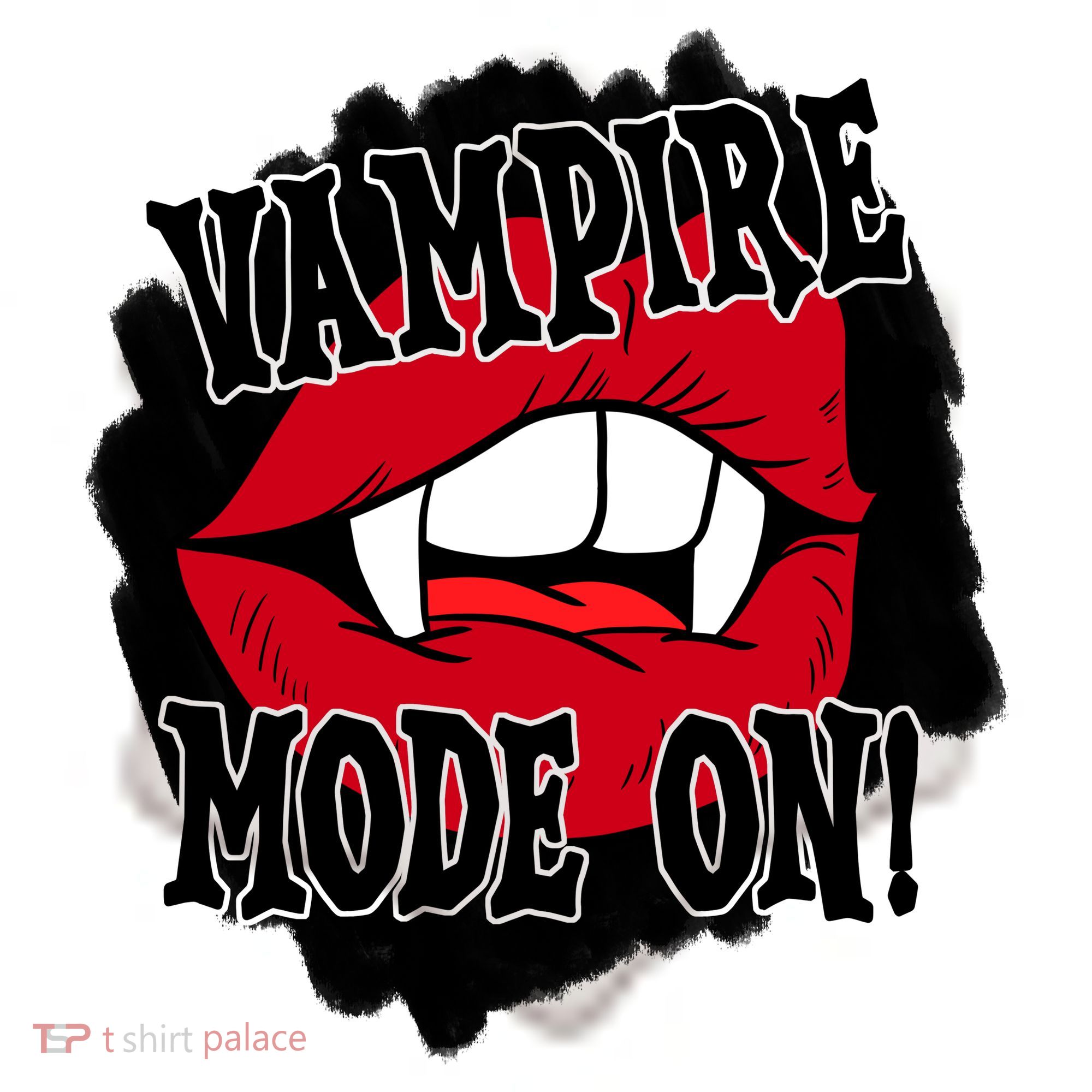 Vampire Mode On Fangs Lips Halloween Ceramic Ornament