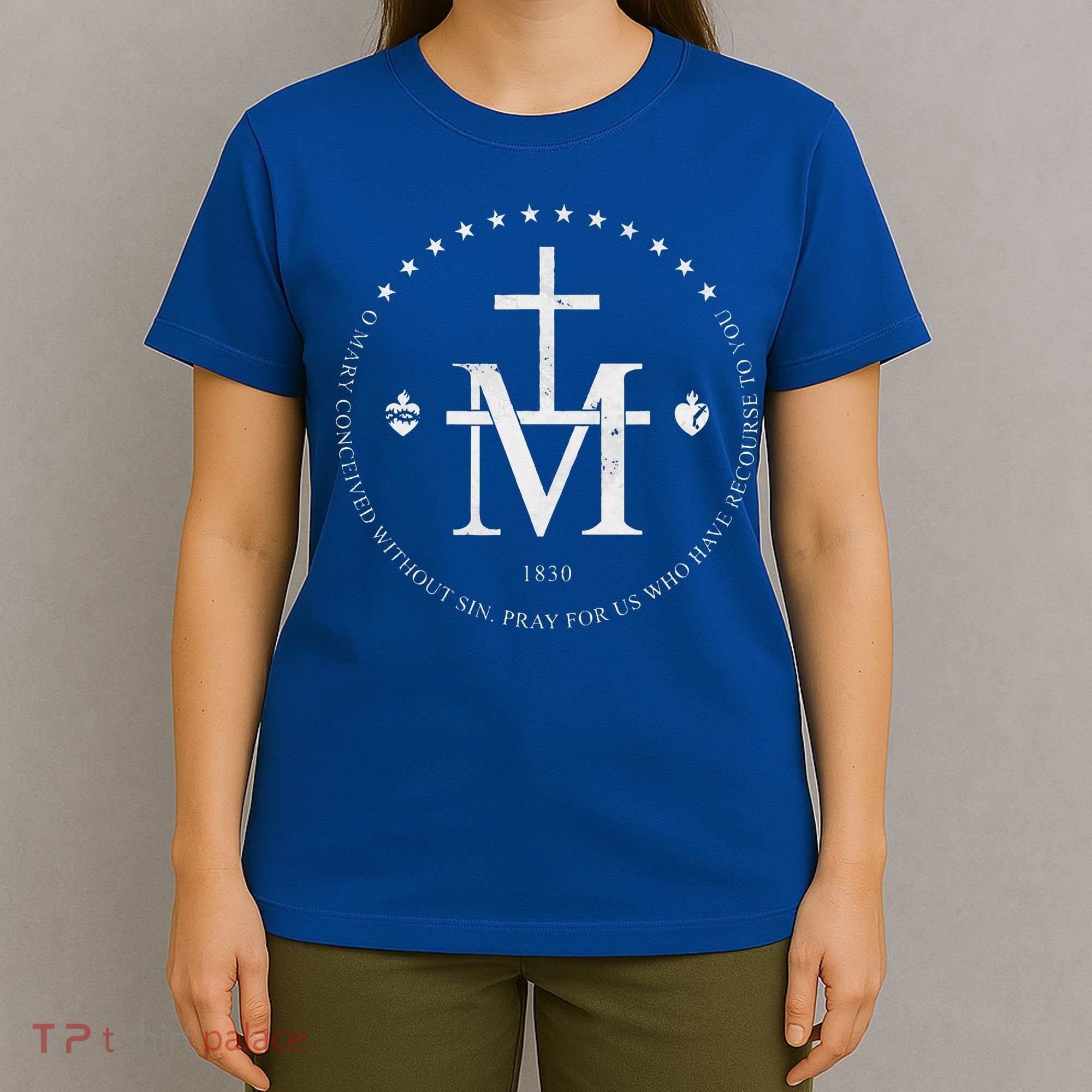 Virgin Mary Of Miraculous Medal Our Lady Marian Cross T-Shirt