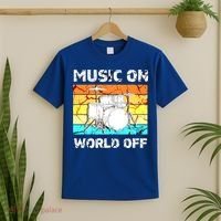 Vintage Music On World Off Drum Set Music Lover Meaningful Gift T-Shirt thumb 2
