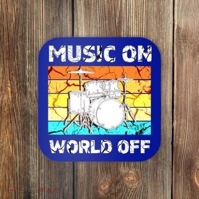 Vintage Music On World Off Drum Set Music Lover Meaningful Gift Coaster