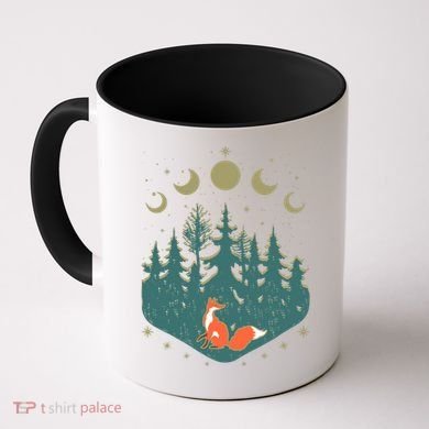 Vintage Moon Phases Forest Fox Coffee Mug