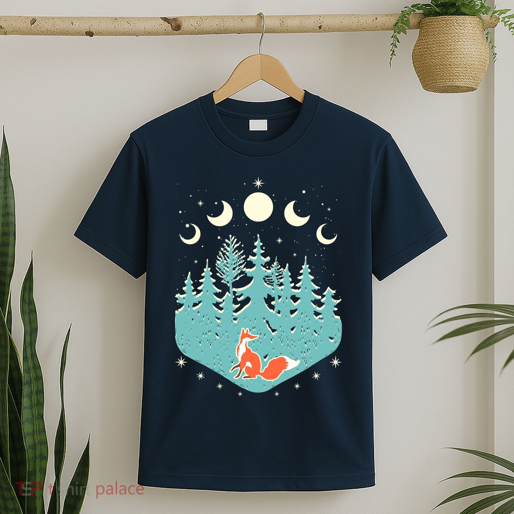 Vintage Moon Phases Forest Fox T-Shirt