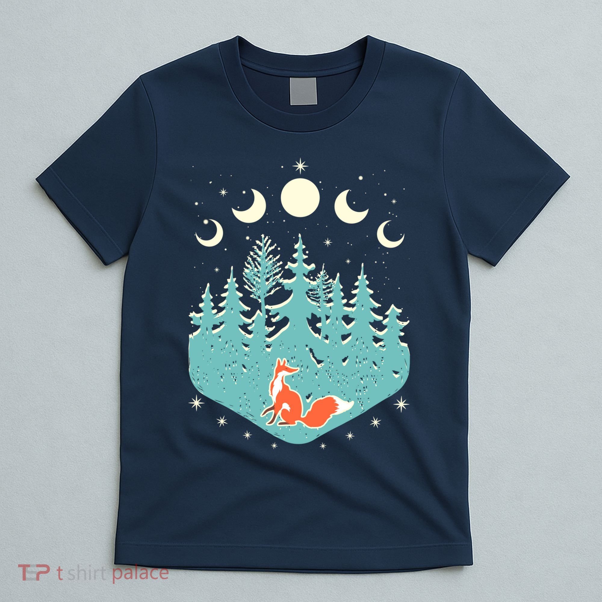 Vintage Moon Phases Forest Fox T-Shirt