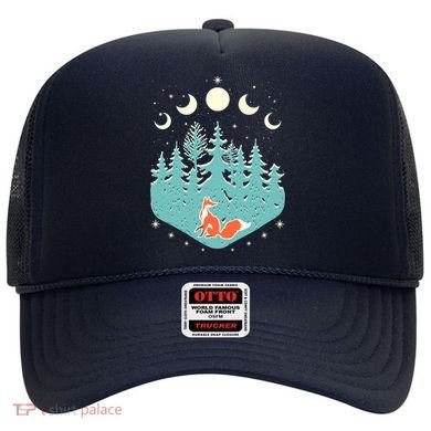 Vintage Moon Phases Forest Fox Hat