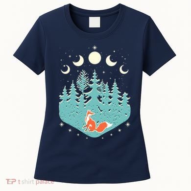 Vintage Moon Phases Forest Fox Women's T-Shirt