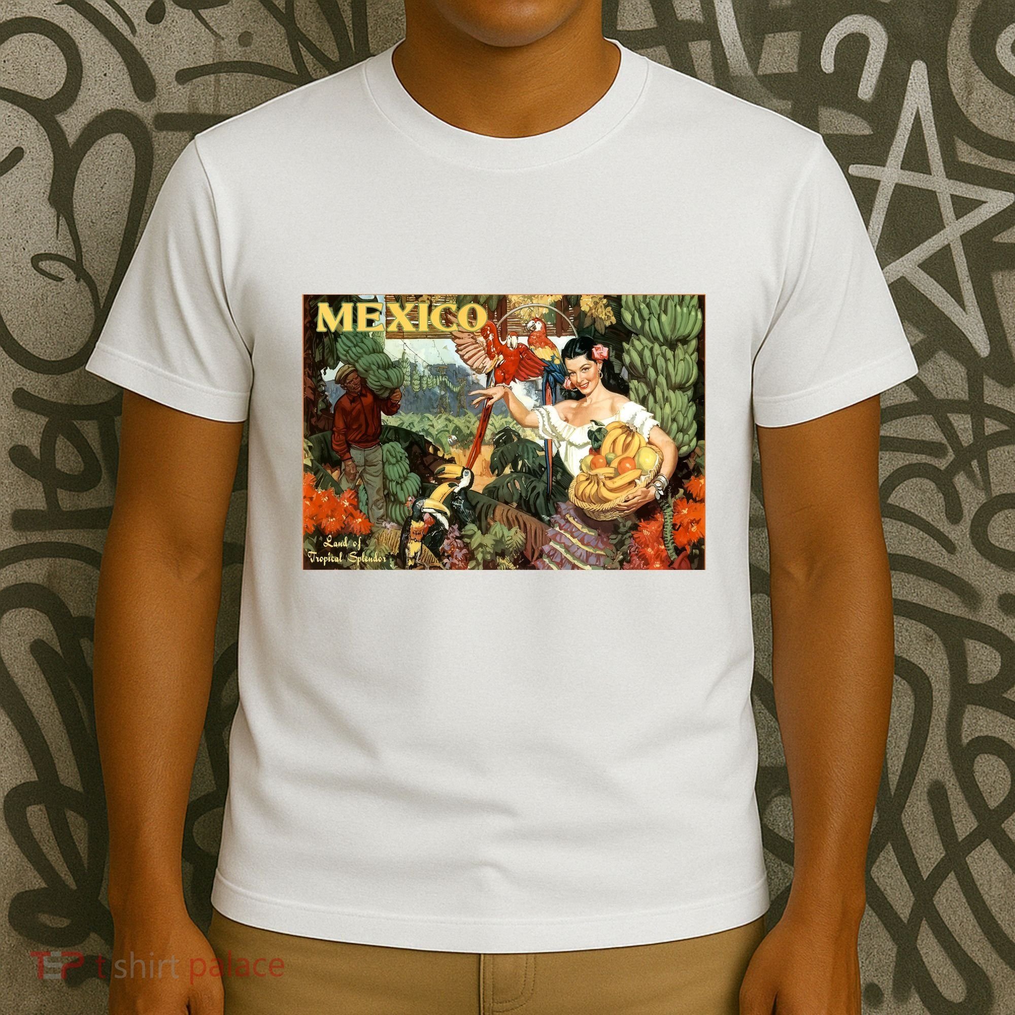 Vintage Mexico Poster Pin Up Fruits And Land T-Shirt