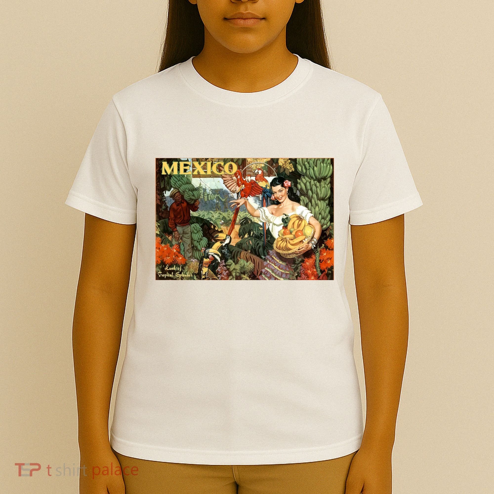 Vintage Mexico Poster Pin Up Fruits And Land T-Shirt