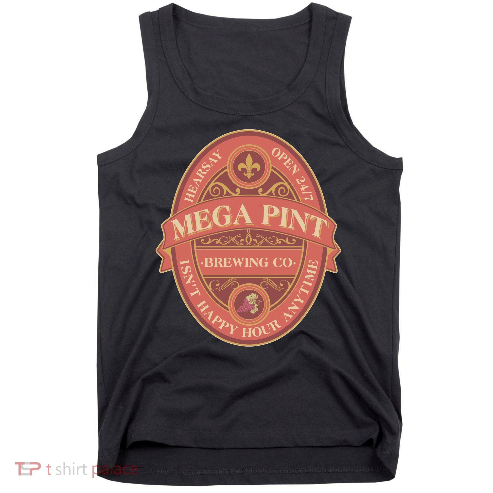Vintage Mega Pint Hearsay Open 24 7 Brewing Co Alcohol Label Tank Top