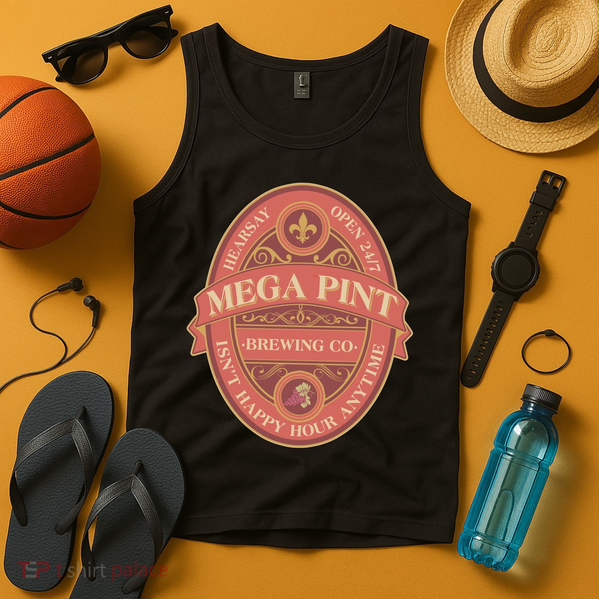 Vintage Mega Pint Hearsay Open 24 7 Brewing Co Alcohol Label Tank Top