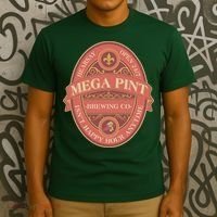 Vintage Mega Pint Hearsay Open 24 7 Brewing Co Alcohol Label T-Shirt thumb 3