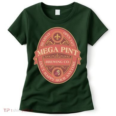 Vintage Mega Pint Hearsay Open 24 7 Brewing Co Alcohol Label Women's T-Shirt