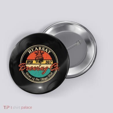 Vintage Mega Pint Brewing Co Happy Hour Anytime Hearsay Button