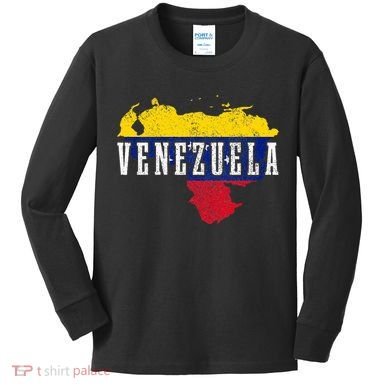 Venezuela Map Pride Venezuelan Flag Kids Long Sleeve Shirt