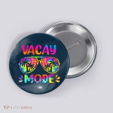 Vacay Mode Palm Tree Beach Vacation Summer Getaway Holiday Button