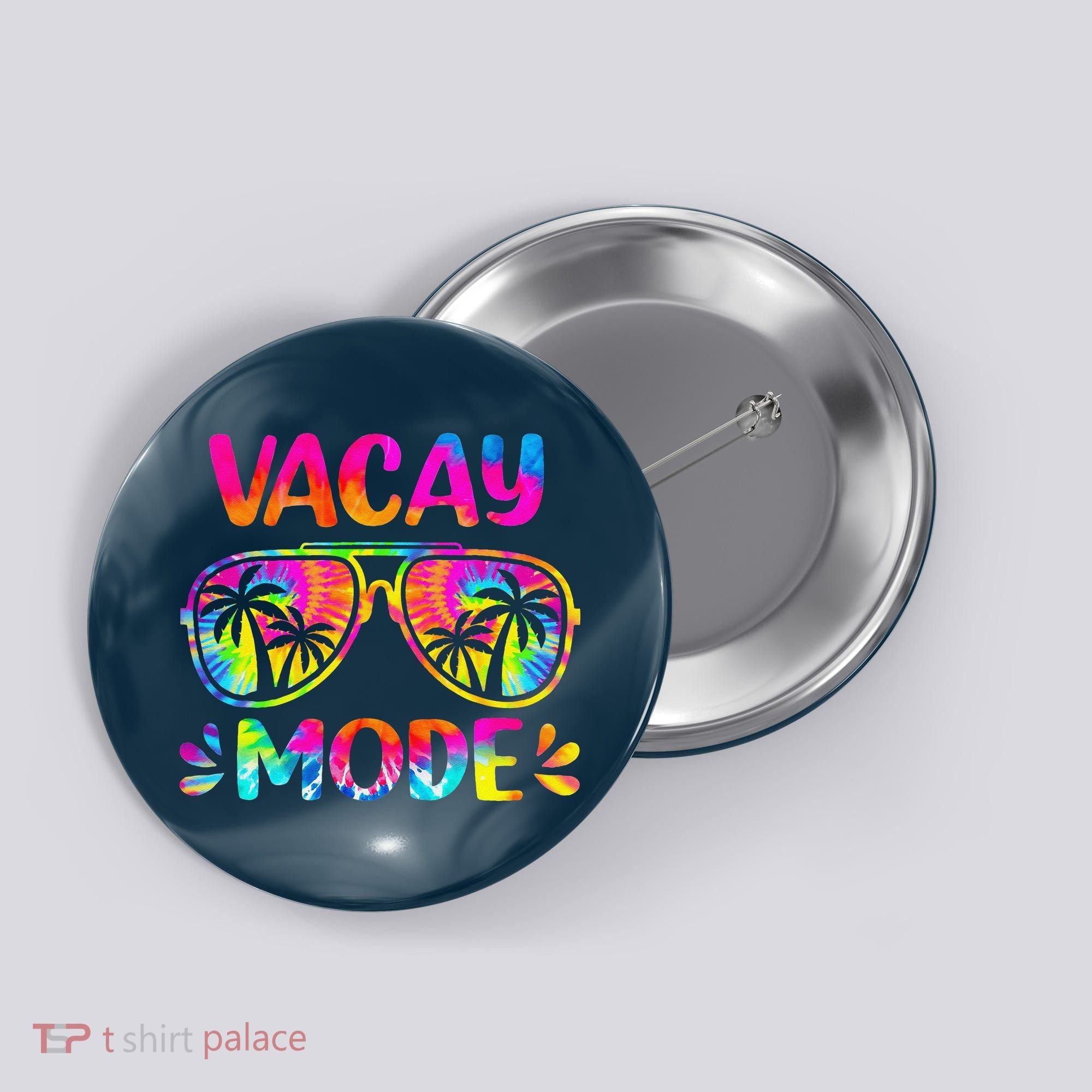 Vacay Mode Palm Tree Beach Vacation Summer Getaway Holiday Button
