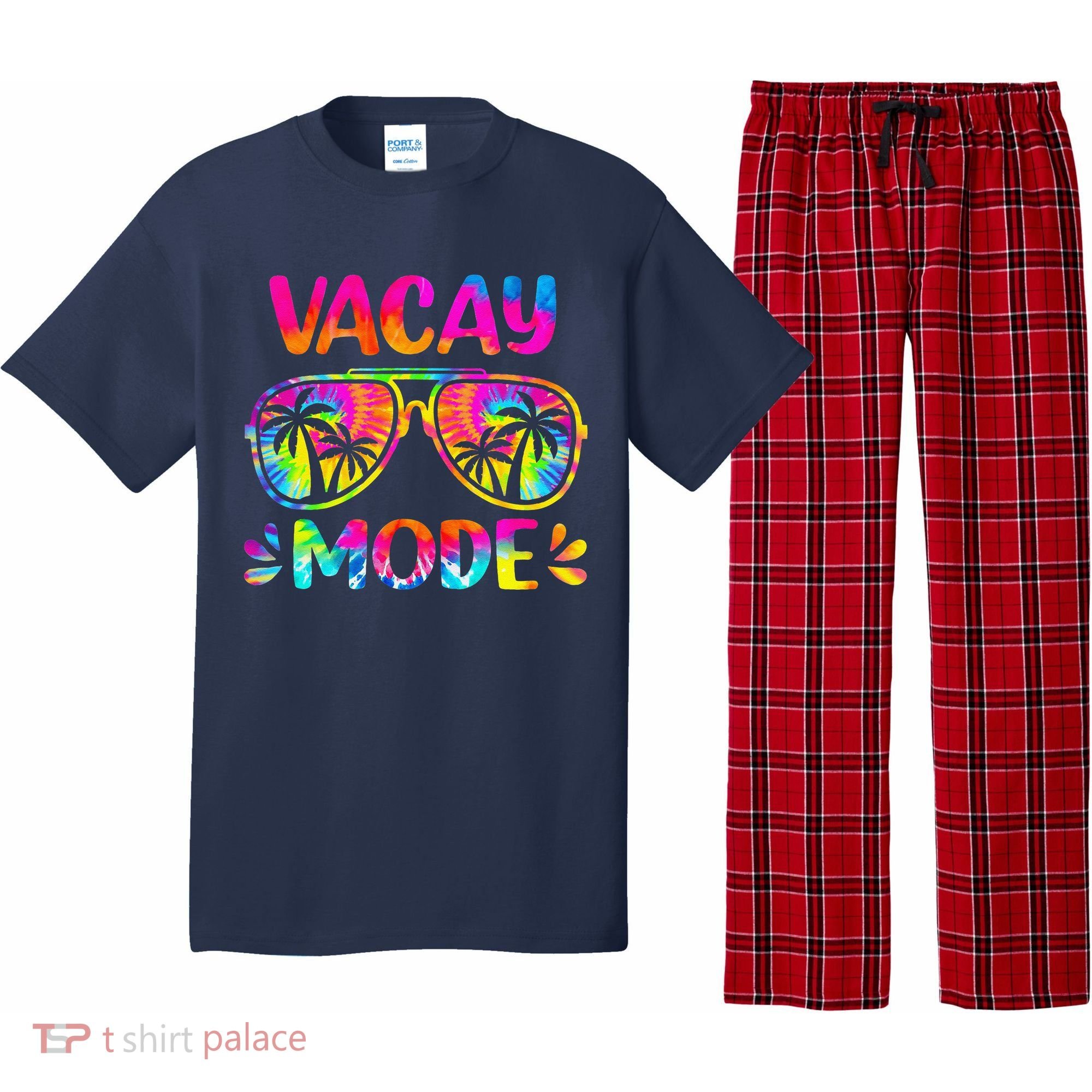 Vacay Mode Palm Tree Beach Vacation Summer Getaway Holiday Pajama Set