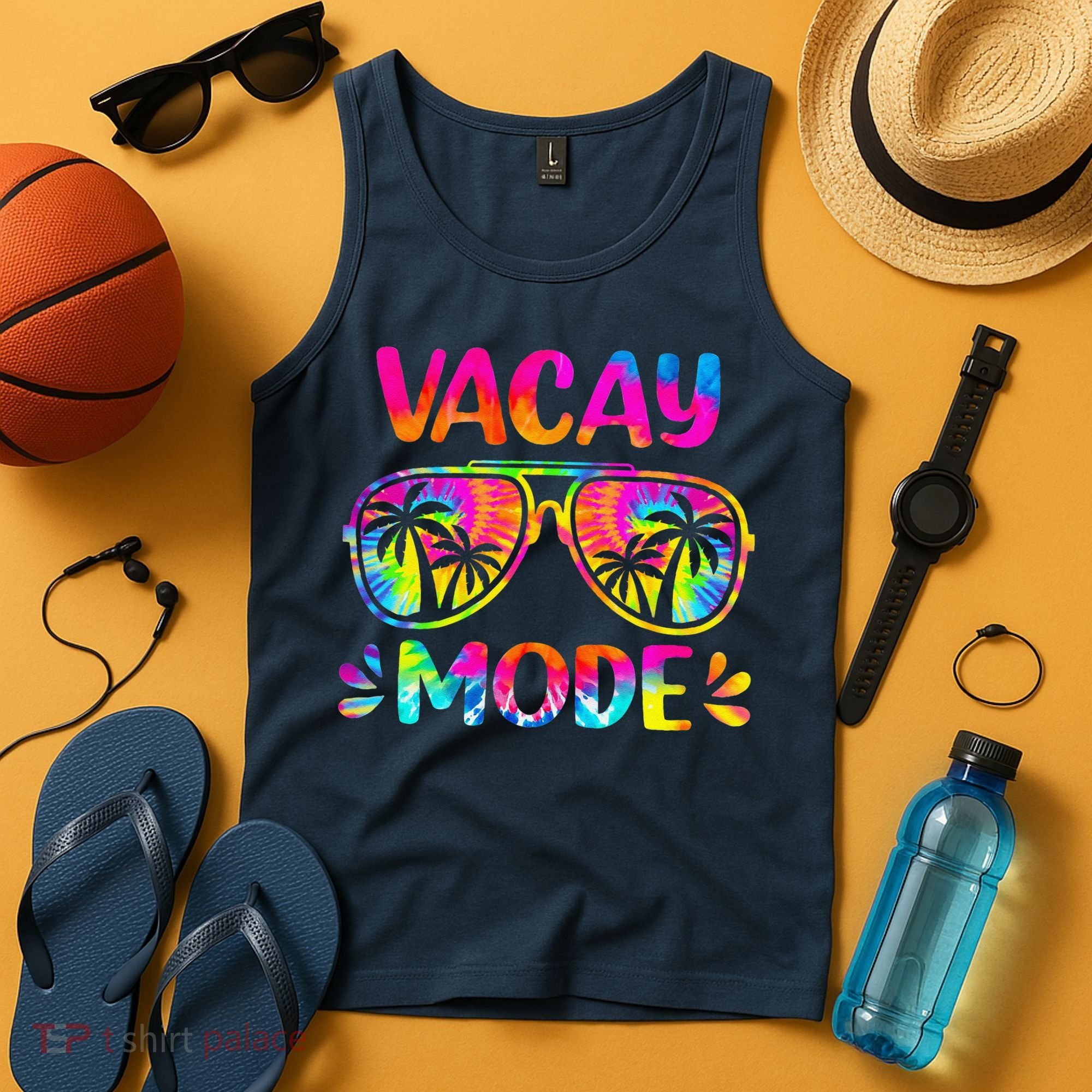 Vacay Mode Palm Tree Beach Vacation Summer Getaway Holiday Tank Top