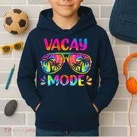 Vacay Mode Palm Tree Beach Vacation Summer Getaway Holiday Kids Hoodie thumb 2