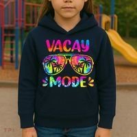 Vacay Mode Palm Tree Beach Vacation Summer Getaway Holiday Kids Hoodie thumb 3